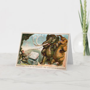 Carte de Noël victorienne de Mammouth et Dinotheri