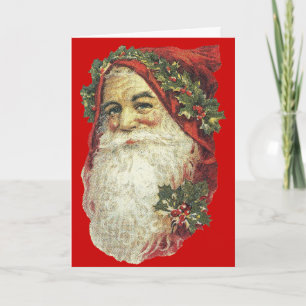 Carte de Noël victorienne de Père Noël - rouge