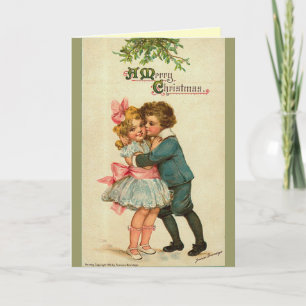 Carte de Noël victorienne - Donnez-moi un baiser!