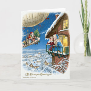 Carte de Noël victorienne du Père Noël en dirigeab