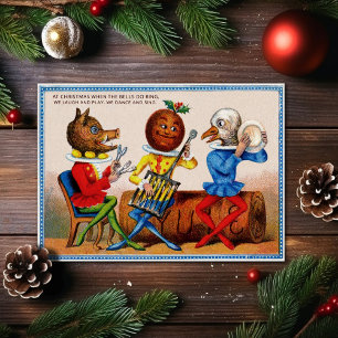 Carte de Noël victorienne étrange vintage