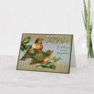 Carte de Noël victorienne Oiseaux Carte postale Vi