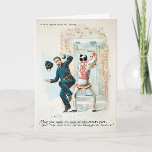 Carte de Noël victorienne représentant un clown at