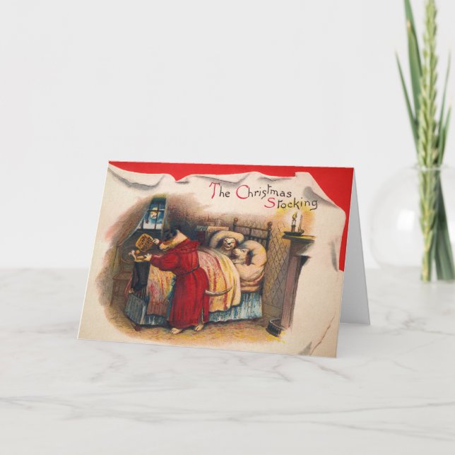 Carte de Noël victorienne Stocking Chiens de vacan (Devant)