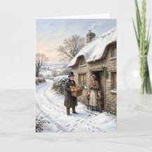 Carte de Noël victorienne vintage de village ennei