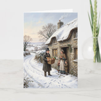 Carte de Noël victorienne vintage de village ennei