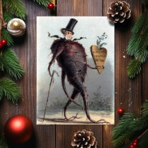 Carte de Noël victorienne vintage étrange