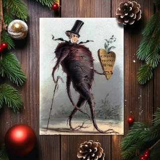Carte de Noël victorienne vintage étrange