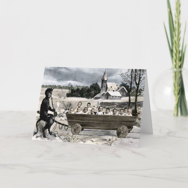 Carte de Noël Victorienne vintage Krampus (Devant)