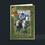 Carte De Noël Vide Cowboy Et Quartier Horse<br><div class="desc">Carte De Noël Vide Cowboy Et Quartier Horse</div>