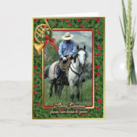 Carte De Noël Vide Cowboy Et Quartier Horse