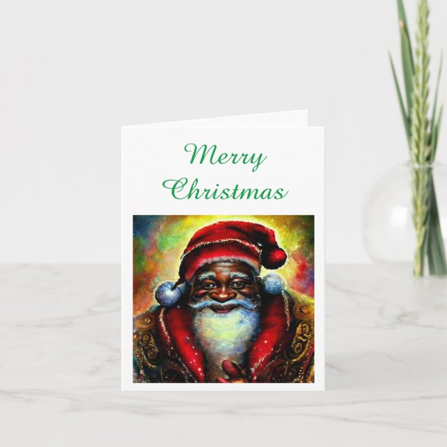Carte de Noël vierge avec Père Noël noir (Devant)