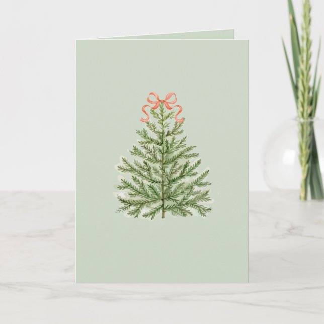 Carte de Noël vierge avec sapin de Noël et corbeil (Devant)