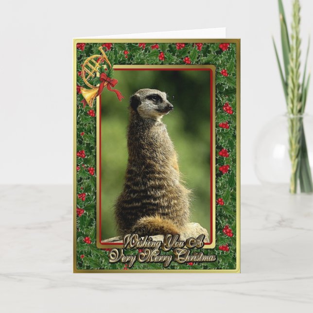 Carte de Noël vierge d'animal africain Meercat (Devant)