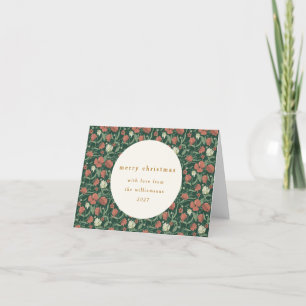 Carte de Noël vierge personnalisée florale rouge v