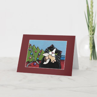 Carte de Noël vilaine de l'ange | de chat et de