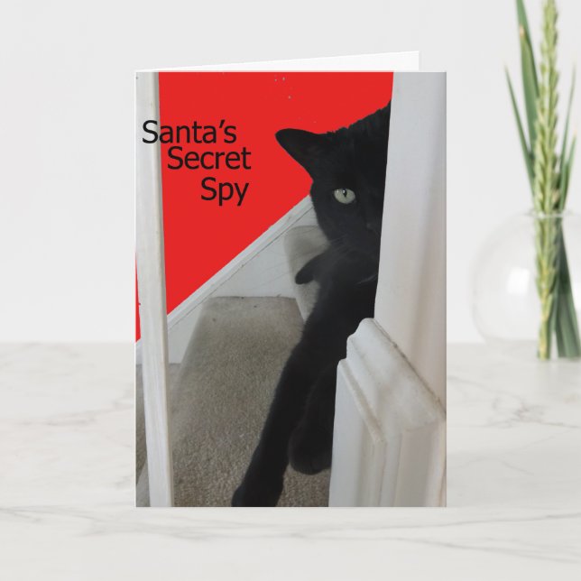 Carte de Noël vilaine ou Nice d'espion de chat (Devant)
