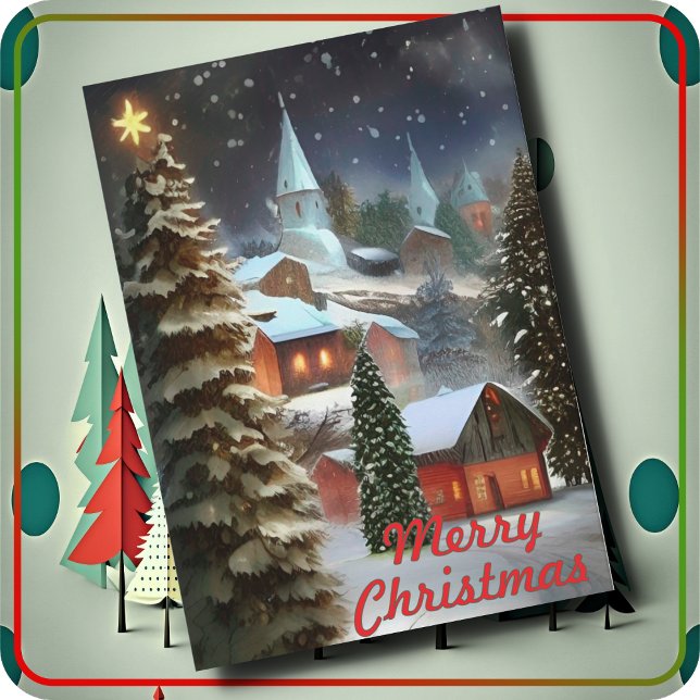 CARTE DE NOËL - Village de Noël enneigé (Créateur téléchargé)