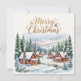 Carte de Noël Village d'Hiver Carrée