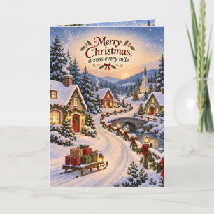 Carte de Noël Village enneigé à travers les miles