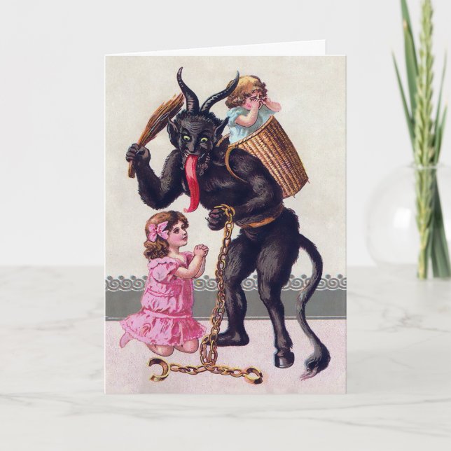 Carte de Noël vintage Abusive Krampus (Devant)