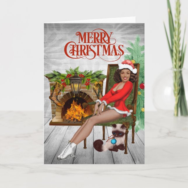 Carte de Noël vintage afro-américaine (Devant)