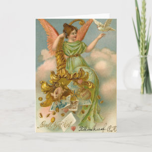 Carte de Noël Vintage   Angel et colombe
