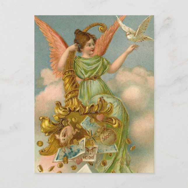 Carte de Noël Vintage | Angel et colombe (Devant)