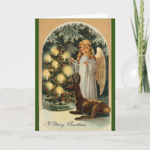 Carte de Noël vintage Angle & Cerfs