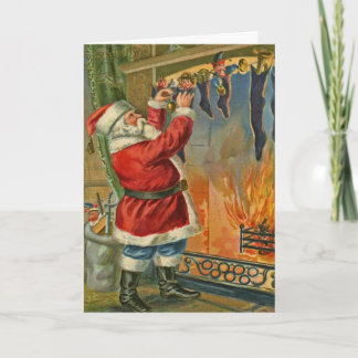 Carte de Noël vintage antique de Père Noël