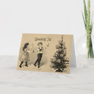 Carte de Noël Vintage Arbre de Noël Glæ délire Jul