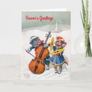 Carte de Noël Vintage, Arthur Thiele Cats