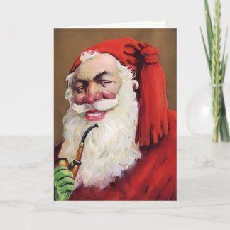 Carte de Noël vintage au visage effrayant du Père