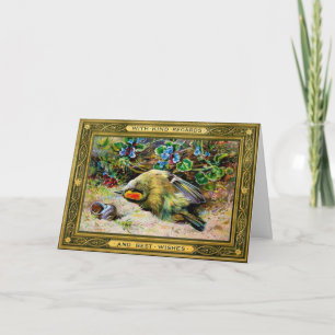 Carte de Noël vintage aux oiseaux morts du Victori