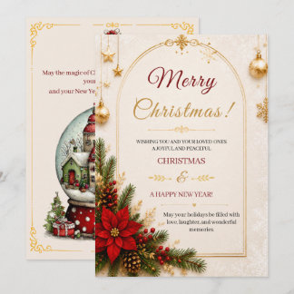 Carte de Noël vintage avec boule à neige