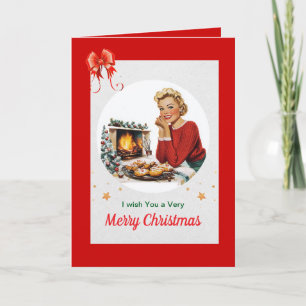 Carte de Noël vintage avec des cookies