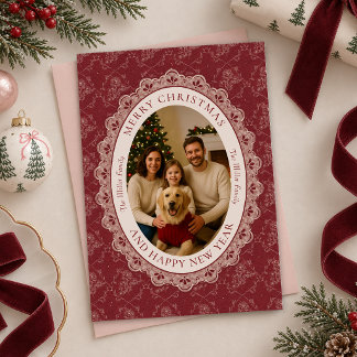 Carte de Noël vintage avec photo de famille