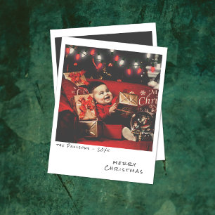 Carte de Noël vintage avec photo - Lumières rouges