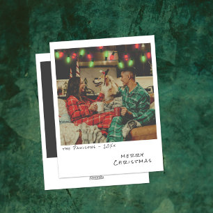 Carte de Noël vintage avec photo - Lumières rouges