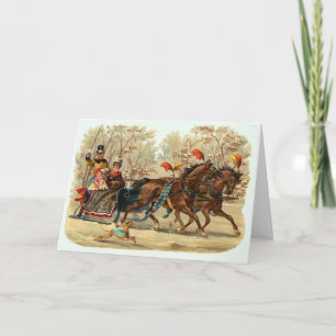Carte de Noël Vintage avec Sleigh, Personnaliser I