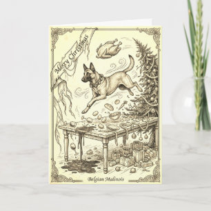 Carte de Noël vintage Belgique Malinois avec Bio