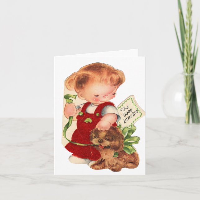 Carte de Noël vintage Bon Petit Garçon (Devant)