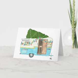 Carte de Noël vintage Camping Trailer
