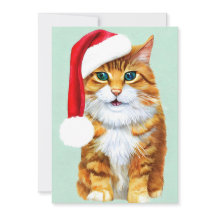 Carte de Noël vintage Cat Kitten