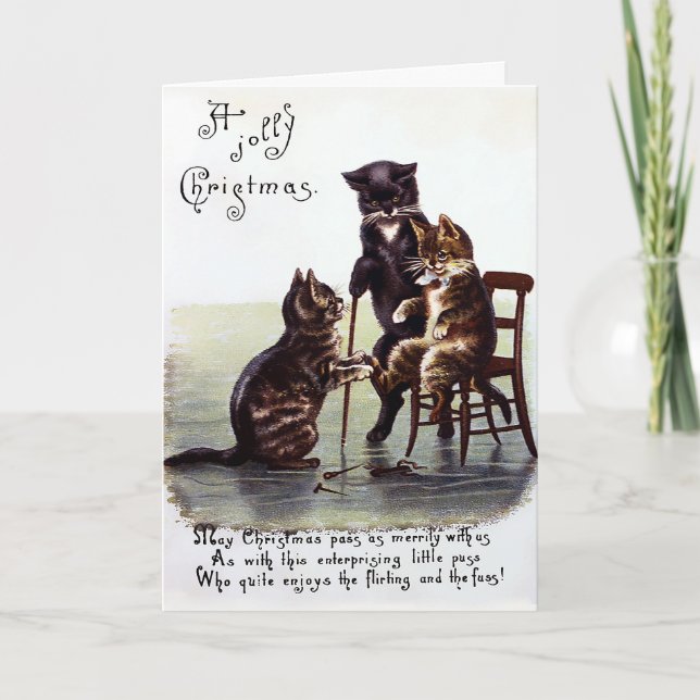 Carte de Noël Vintage Cats (Devant)