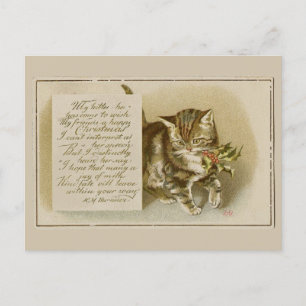 Carte de Noël Vintage Chaton