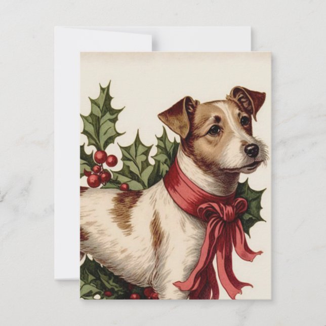Carte de Noël vintage chien (Devant)
