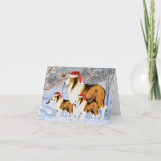 Carte de Noël vintage Collie Dog