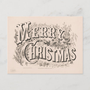 Carte de Noël vintage   Couronne de Noël joyeux