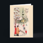 Carte de Noël vintage d'Afro-américain<br><div class="desc">Carte de Noël vintage d'Afro-américain avec des couples marchant à l'église avec la nuit silencieuse</div>